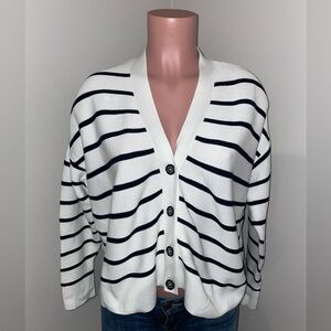 Barbour Mariner Cardigan White and Blue. Size 8